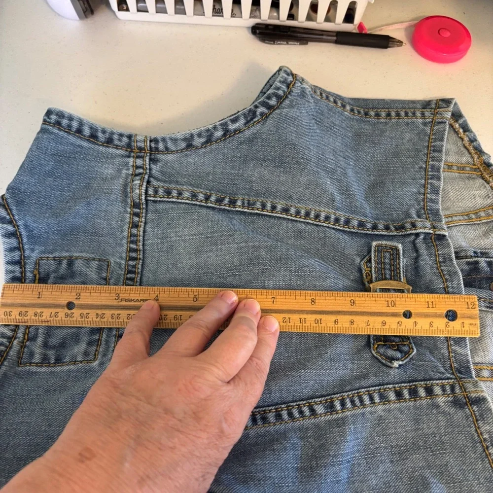 Y2K Gap Jeans Vest Girls Size L (10) Denim Blue Button‎ Adjustable Back